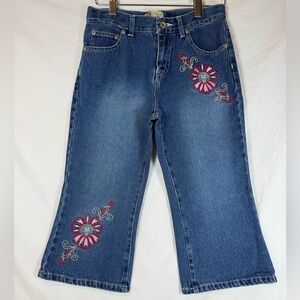 Vintage capri jeans embroidered 90s y2k 100% cotton